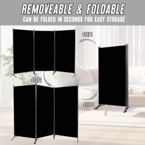 JVVMNJLK Indoor Room Divider, Portable Office Divider, Room Divider Wall Screen 3 Panel, Folding Partition Privacy Screen Walls Dividers for Room Separator 102" W x 71.3" H,Black