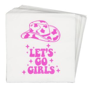 lets go girls napkins, bachelorette party decorations,western cowgirl bridal shower, birthday party last rodeo decorations napkins (5 x 5 in, 50-pack)