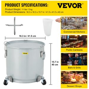 VEVOR Fryer Grease Bucket, 8 Gal/30 L, Coated Carbon Steel Oil Filter Pot with Caster Base, Oil Disposal Caddy with 62 LBS Capacity, Transport Container with Lid Lock Clip Nylon Filter Bag, Silver