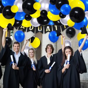 Blue Yellow Black Silver Balloon Garland Arch - Blue Black Balloons Balloons Blue Yellow Balloons Metallic Silver and Black Balloons for Boys Police Robots Bat Hero Birthday Graduation Halloween Party