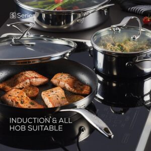 Circulon Stainless Steel Sauté Pan with Lid and SteelShield Hybrid Stainless and Nonstick Technology, 5 Quart