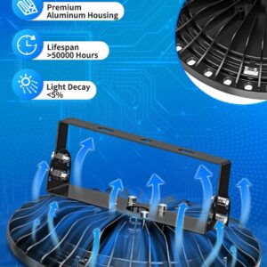 UFO LED High Bay Lights 200W 5 Packs,Super Bright 20000LM High Bay LED Shop Lights,6500K Daylight High Bay LED Lights,Waterproof High Bay Lighting,LED High Bay Light for Factory Warehouse Workshop