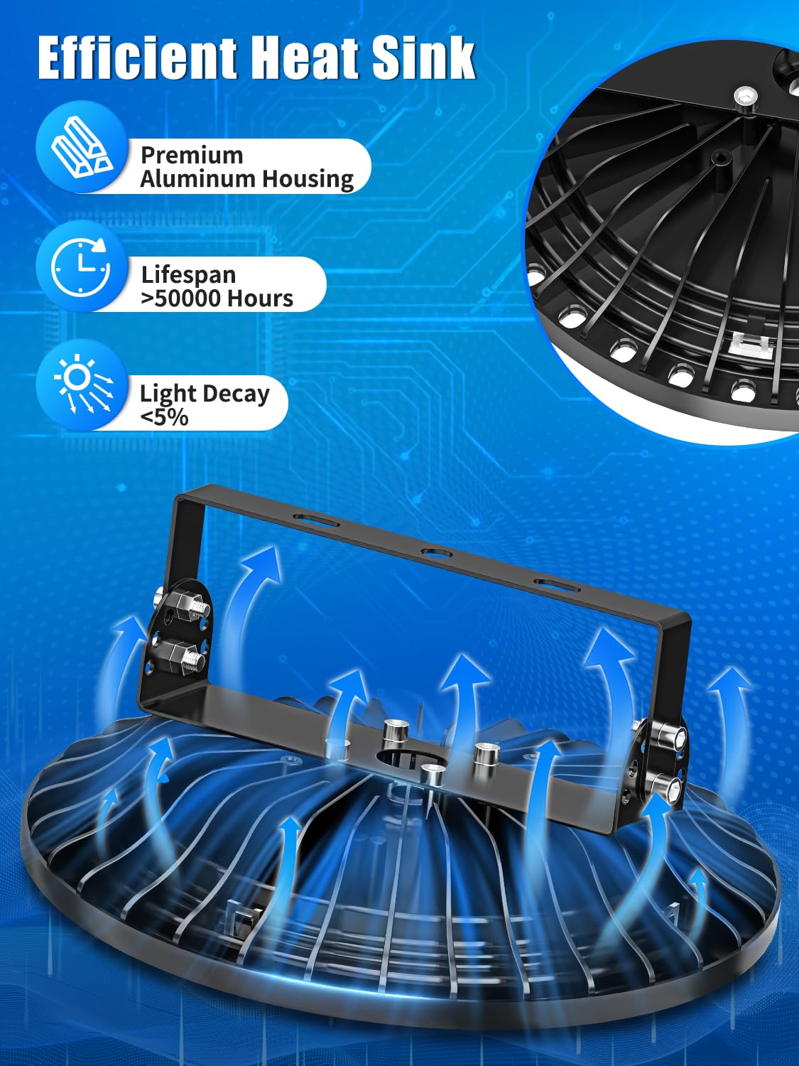 UFO LED High Bay Lights 200W 5 Packs,Super Bright 20000LM High Bay LED Shop Lights,6500K Daylight High Bay LED Lights,Waterproof High Bay Lighting,LED High Bay Light for Factory Warehouse Workshop