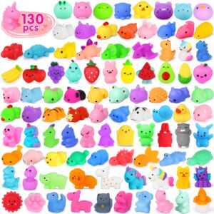 yunaking 130pcs squishies mochi squishy toy, kawaii squishies party favors for kids stress relief fidget toys treasure box toys classroom prizes kid easter egg fillers xmas goodie bag stuffers, random