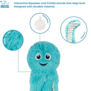 Best Pet Supplies OctoMutant Crinkle Plush Dog Toys for Interactive Play, Puppy and Senior Indoor Play, Colorful Octopus Toy Shape, Soft Head Stuffing, Cute and Cuddly