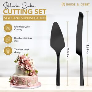 House & Cubby Wedding Cake Knife and Server Set - Black Cake Cutting Set for Wedding Serving and Cutting. Our Black Knife Set is the Perfect Wedding Cake Cutting Set and Wedding Registry Idea.