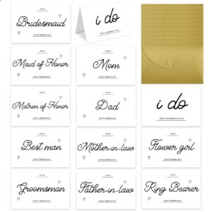 spakon 26 sets wedding party thank you cards wedding day letters gifts to my bridesmaid on my wedding day with golden envelopes to your bridesmaid, bridal, mother, father, friends gifts