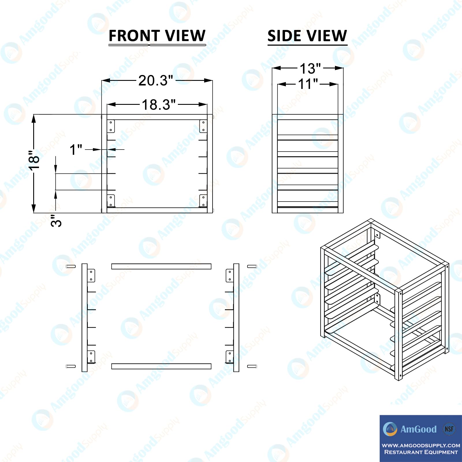 AmGood Wall Mounted Sheet Bun Pan Rack With 5 Pans 21" x 13" x 18" | Aluminium | NSF