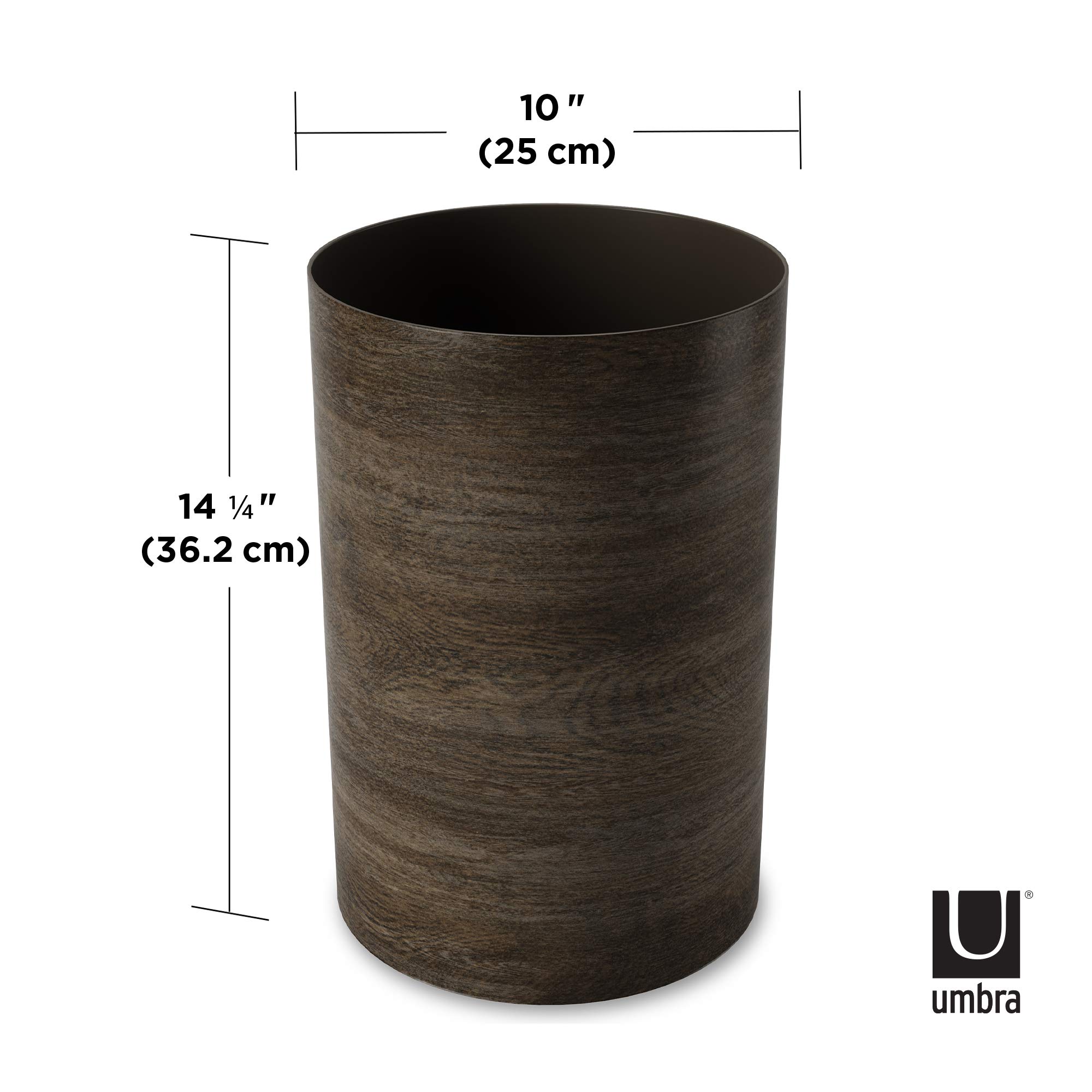 Umbra Treela Small Trash Durable Garbage Can Waste Basket for Bathroom, Bedroom, Office and More, Barnwood