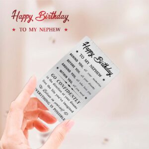 MOQIYXL Nephew Birthday Card, Happy Birthday Nephew Gifts Ideas, Small Engraved Wallet Card