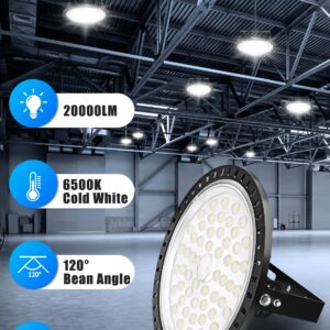 UFO LED High Bay Lights 200W 5 Packs,Super Bright 20000LM High Bay LED Shop Lights,6500K Daylight High Bay LED Lights,Waterproof High Bay Lighting,LED High Bay Light for Factory Warehouse Workshop