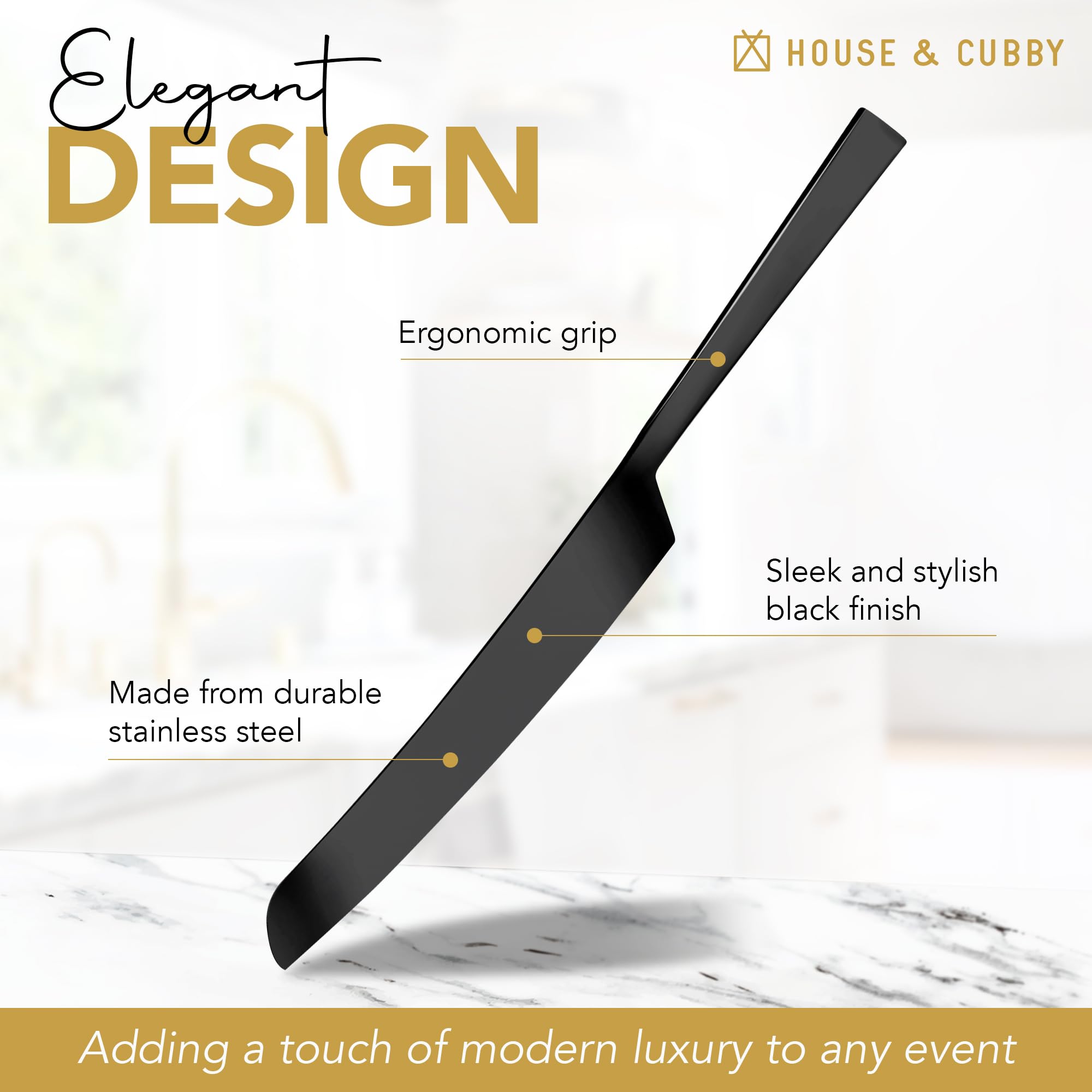 House & Cubby Wedding Cake Knife and Server Set - Black Cake Cutting Set for Wedding Serving and Cutting. Our Black Knife Set is the Perfect Wedding Cake Cutting Set and Wedding Registry Idea.