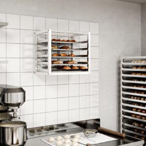 AmGood Wall Mounted Sheet Bun Pan Rack With 5 Pans 21" x 13" x 18" | Aluminium | NSF