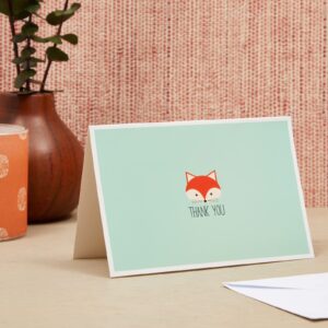 Pipilo Press Cute Thank You Cards with Envelopes for Baby Shower, Fox Designs (4x6 In, 48 Pack)