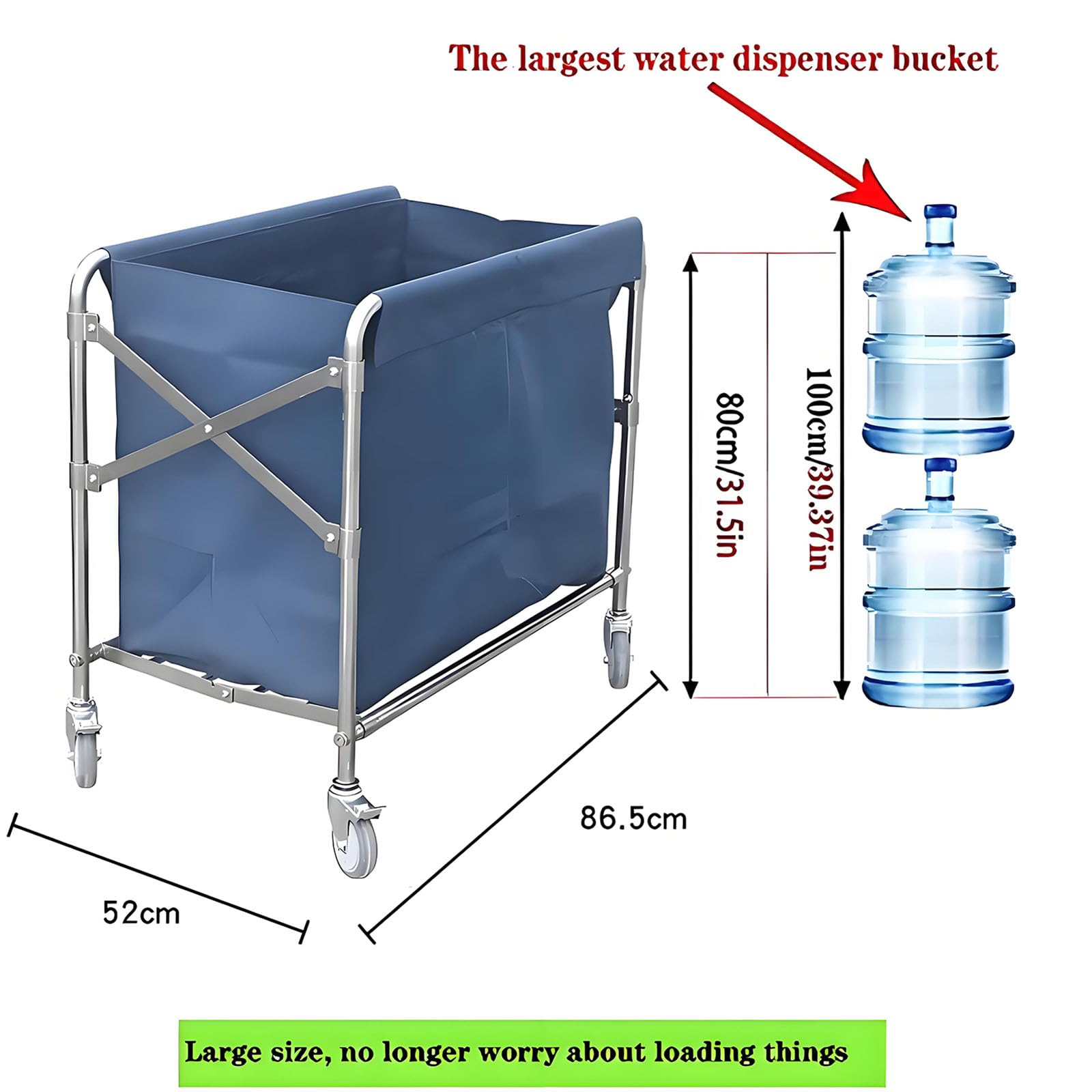 Collapsible Laundry Cart with Wheels Commercial 12 Bushel Folding Laundry Basket, Heavy Duty Rolling Laundry Hamper with Removable Waterproof Oxford Bag and Reinforced Steel Frame, 330 lbs Load ﻿