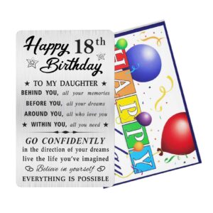 MOQIYXL 18th Birthday Card for Daughter, 18 Year Old Gifts for Daughter Engraved Wallet Card