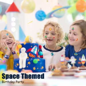 84 Pcs Outer Space Party Favors Space Birthday Decorations Space Tattoos Space Slap Bracelet Astronaut Pendants Badges Keychains Thank You Cards Gift Bags for Boy Kids Galaxy Birthday Party Supplies