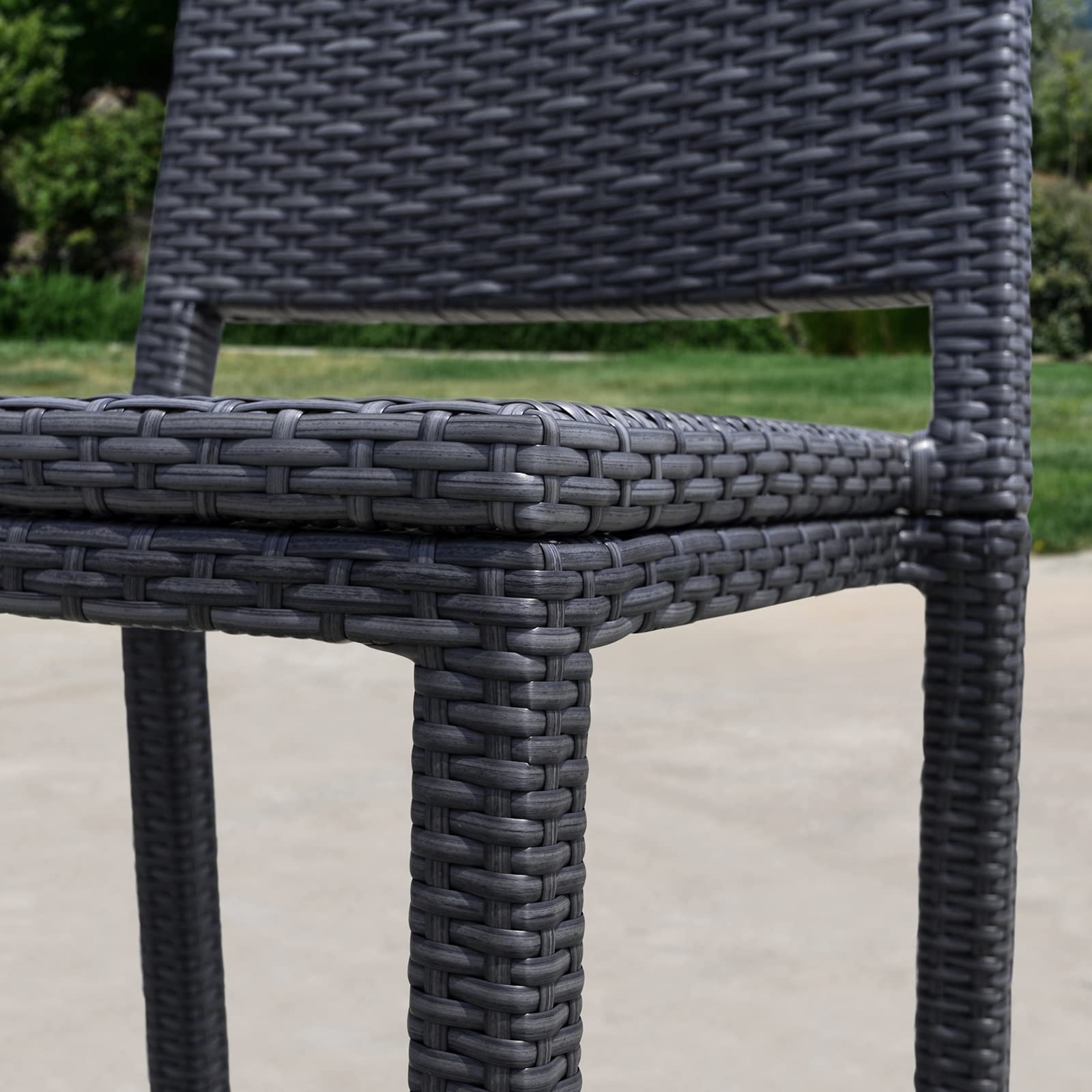 CAELUM 30" Bar Height Outdoor Patio Stools Set of 4, Modern Hand-Woven Wicker Barstools with Mid-Backrest & Footrest, Durable Aluminum Frame Armless Bar Chair for Garden, Backyard, Pool, Lawn, BS046