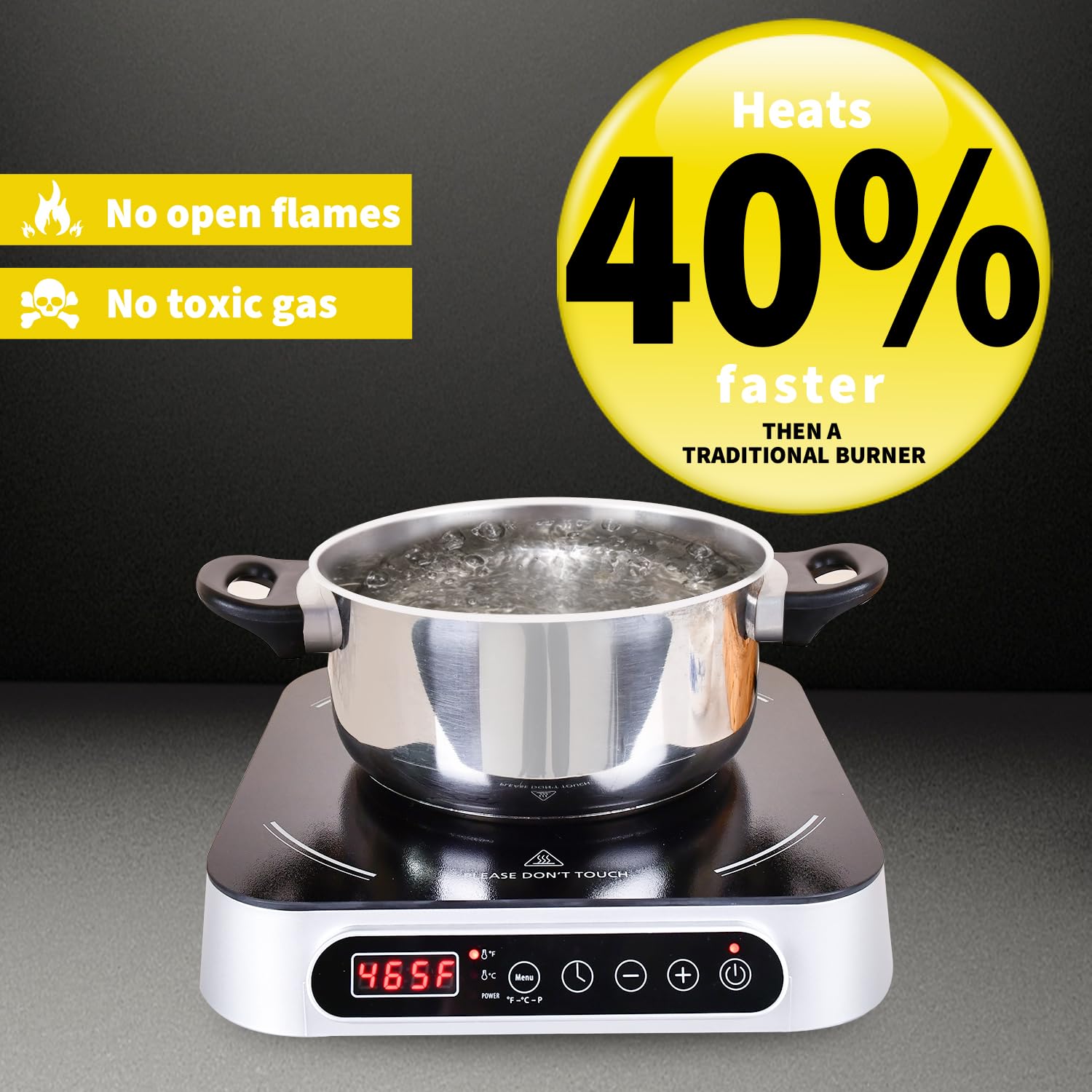 Portable Induction Countertop 1800W Cooktop 10 Power Levels Burners Electric Stove with 140-465°F Timer Settings Induction Burner Suitable and Digital Sensor for Magnetic Cookware