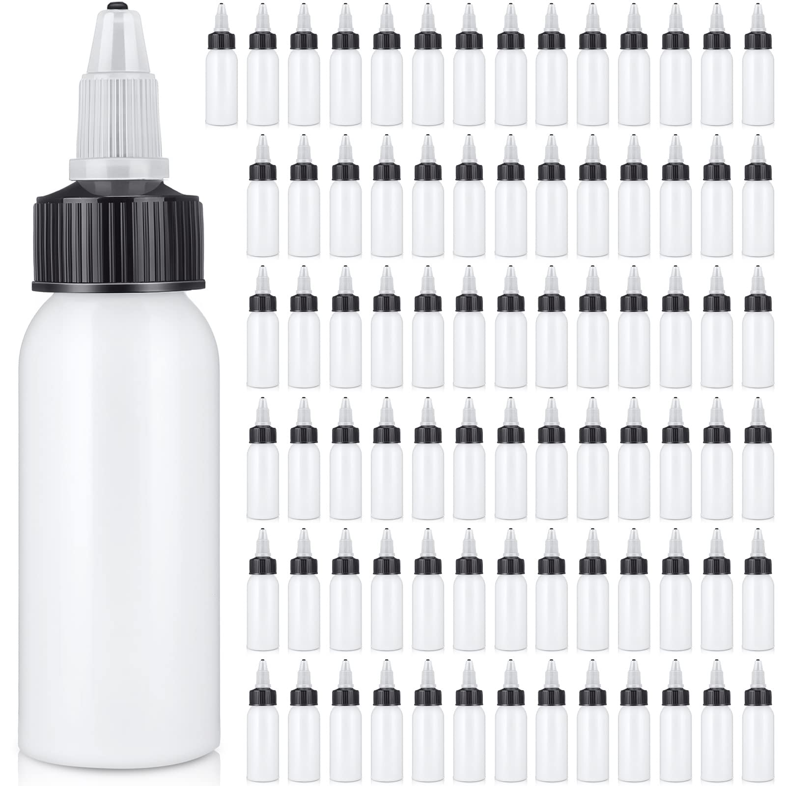 Epakh 80 Pieces Plastic Squeeze Bottle with Twist Top Cap Dispensing Bottles Small Round LDPE Bottle 1 Oz/ 30 ml Squeeze Condiment Bottles for Crafts, Household, Kitchen, Lab Dispensing