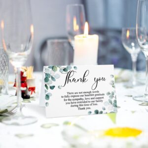 Marspark 25 Pack Thank You Sympathy Cards Funeral Thank You Cards with Envelopes and Message Memorial Card with Sticker Bereavement Card for Family Friends Loved Ones Celebration of Life (Leaves)