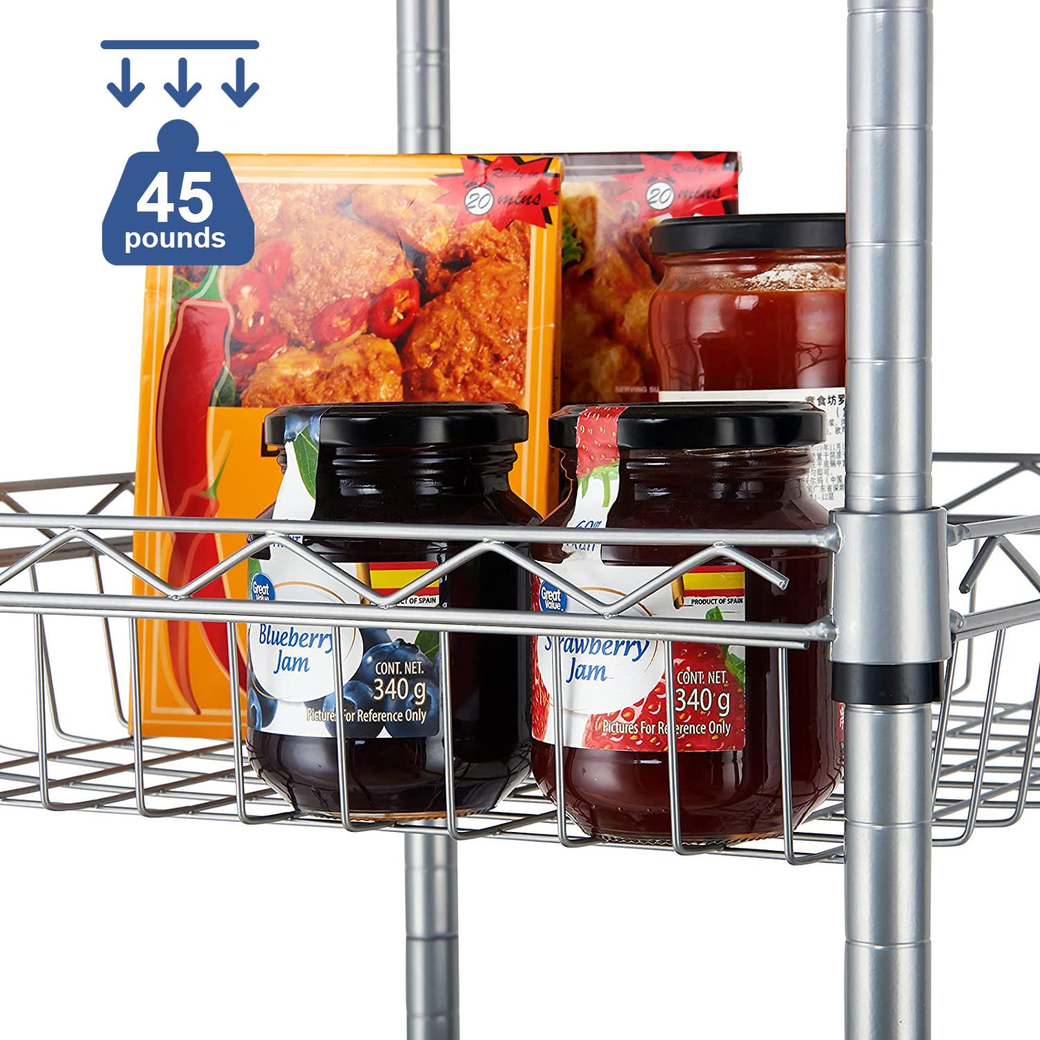 Doredo 6 Tier Wire Shelving Unit with Baskets Shelving, Height Adjustable Wire Shelves, Metal Storage Rack for Kitchen, Bathroom, Laundry (13.5" D x 13.5" W x 63" H, Silver)