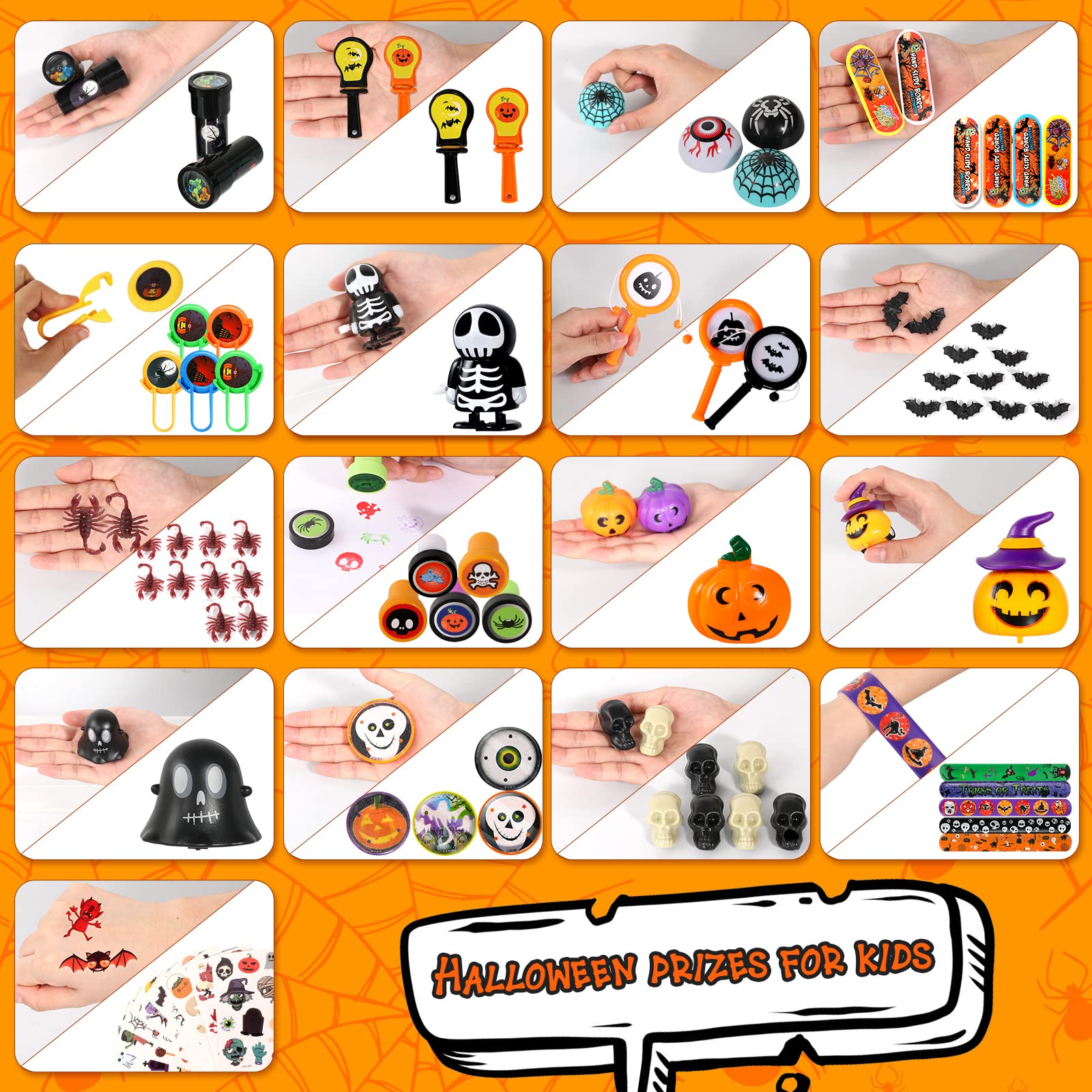 MGparty 200 Pcs Halloween Party Favors Bulk For Kids and Adult, Halloween Party Favors Prizes Box Toy Assortment, Carnival Game Prizes,Treasure Box Toys for Classroom,Birthday Gifts,Fidget Toys