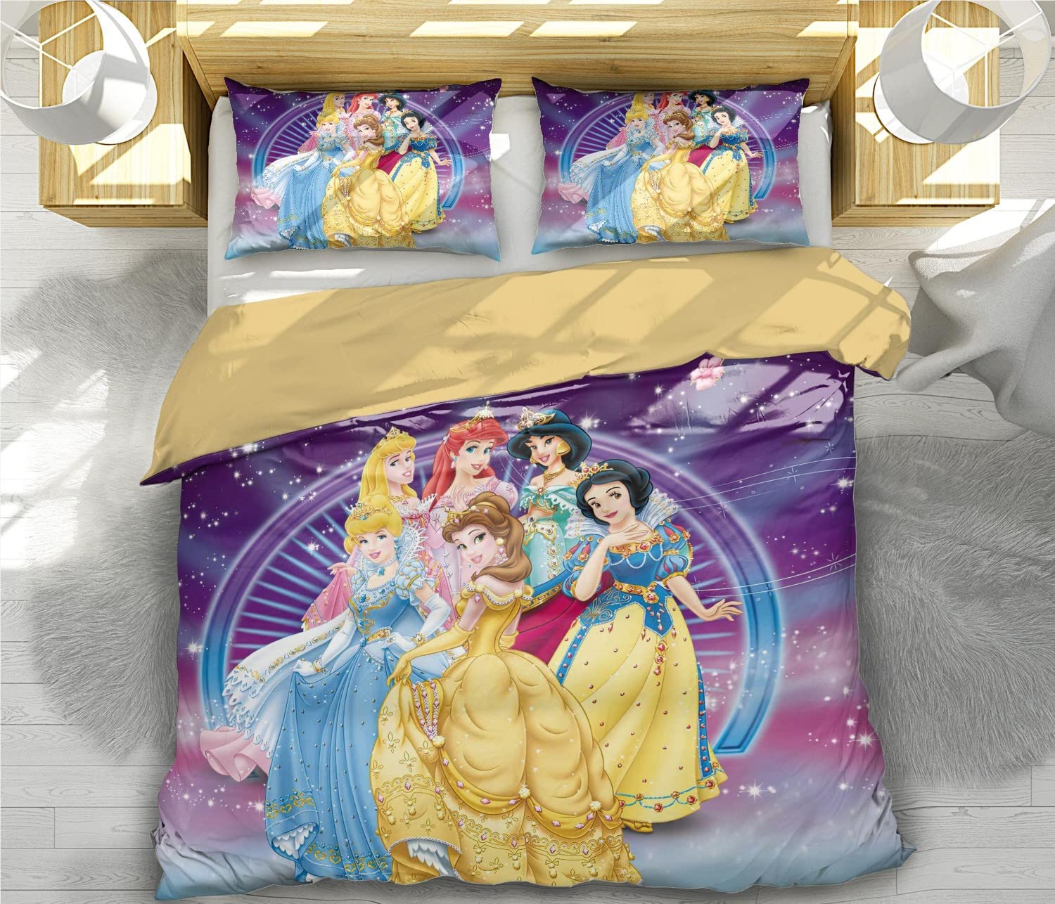 NICHIYOBI Dreamy Princess Themed Duvet Cover 3 Piece Bedding Set & Bedding Set, Perfect for Girls' Dreamy Bedrooms (styel 4,Full 79x90in + 20x30in)