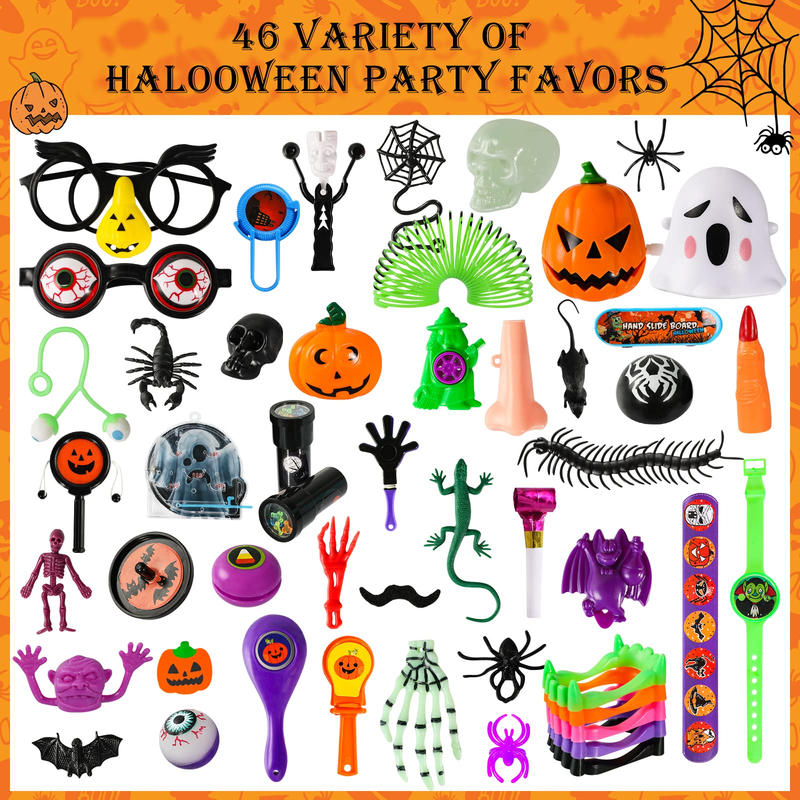 Thuodo 288 PCS Halloween Party Favors Toys Assortment for Kids, Kids Prizes in Bulk Trick-or-Treat Goodie Bag Fillers Pinata Filler School Classroom Rewards Halloween Toys