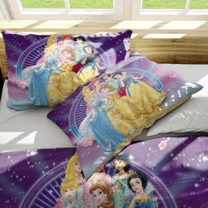 NICHIYOBI Dreamy Princess Themed Duvet Cover 3 Piece Bedding Set & Bedding Set, Perfect for Girls' Dreamy Bedrooms (styel 4,Full 79x90in + 20x30in)