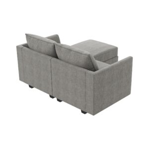 HONBAY Reversible Sectional Sofa with Chaise Modern Fabric Modular Sofa Couch with Ottoman L Shaped Couch with Storage Seat for Small Space, Grey