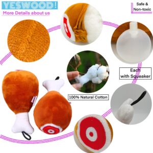 YESWOOD! 3 Pack Plush and Stuffed Drumstick Dog Squeaky Toys Cute Turkey Leg Puppy Chew Toys for Small Medium Dog Dog Gift Chicken Leg Toy with Dental Cotton (3 Pack Cute)