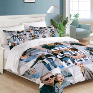 GIBZ Custom 3 Pcs Duvet Cover with Photos Bedding Set Personalized Pillowcase DIY Bedroom Decor for Couples, Queen, 9 Pictures