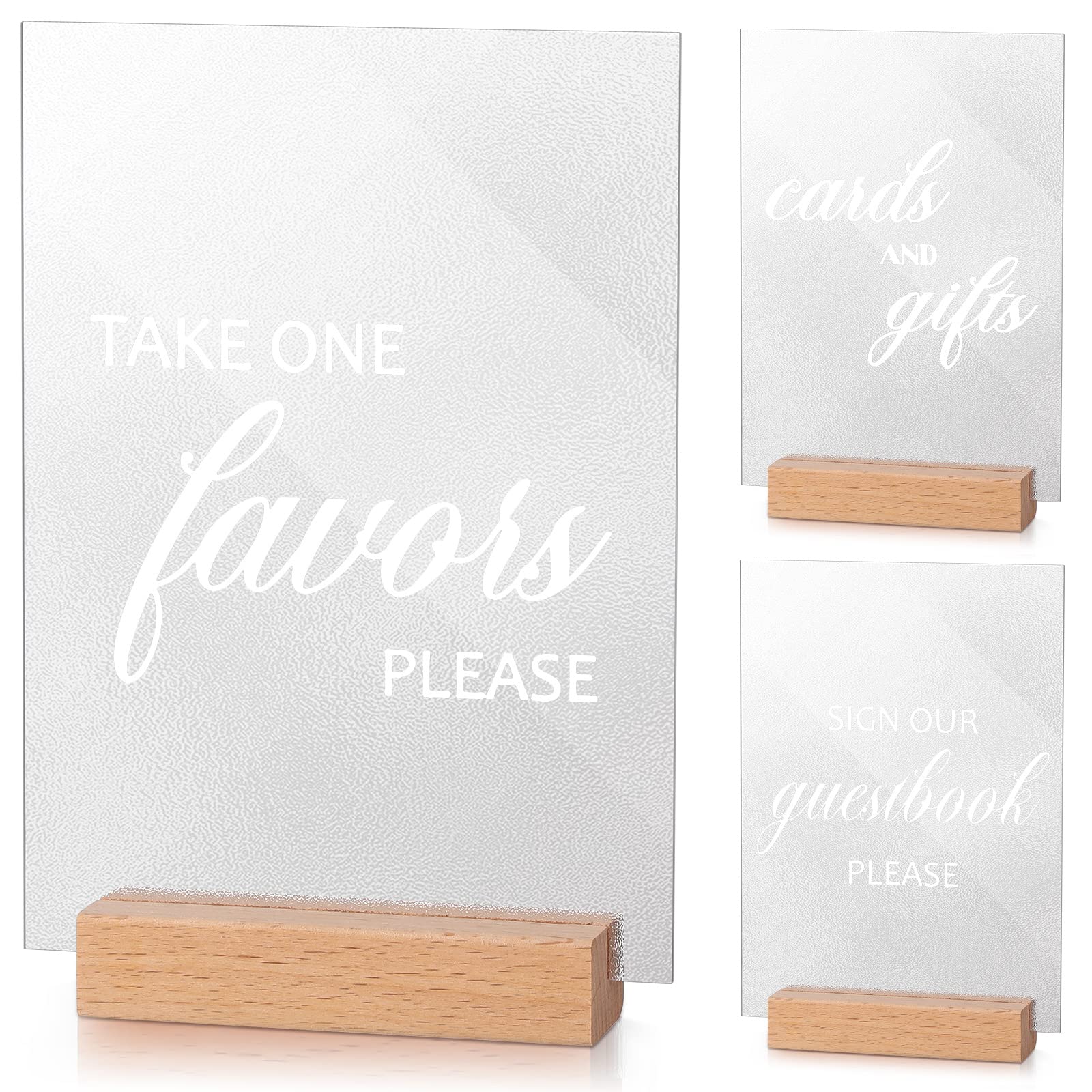 3 Pcs Acrylic wedding signs for ceremony and reception Cards and Gifts Sign Please Sign Our Guest Book Sign 5 x 7 Inch Calligraphy Wedding Signage Table Centerpiece with Stand for Rental Home Decor