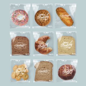 200pcs 6 x 7 Inch Baking Patterns Self Adhesive Packaging Bags, Clear Plastic Bags, Self Sealing Cellophane Bags Thick OPP Resalable Treat Bags for Packaging Bakery, Cookies, Homemade Bread Daily Use