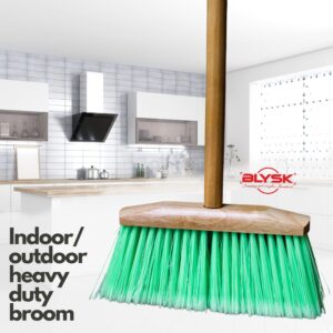 BLYSK Indoor/Outdoor Heavy Duty Wooden Broom Brush, Sweeper, Head Replacement Soft bristles, Great use for Home, Kitchen, Room, Office, Patio, Deck Floor (Broom Head)