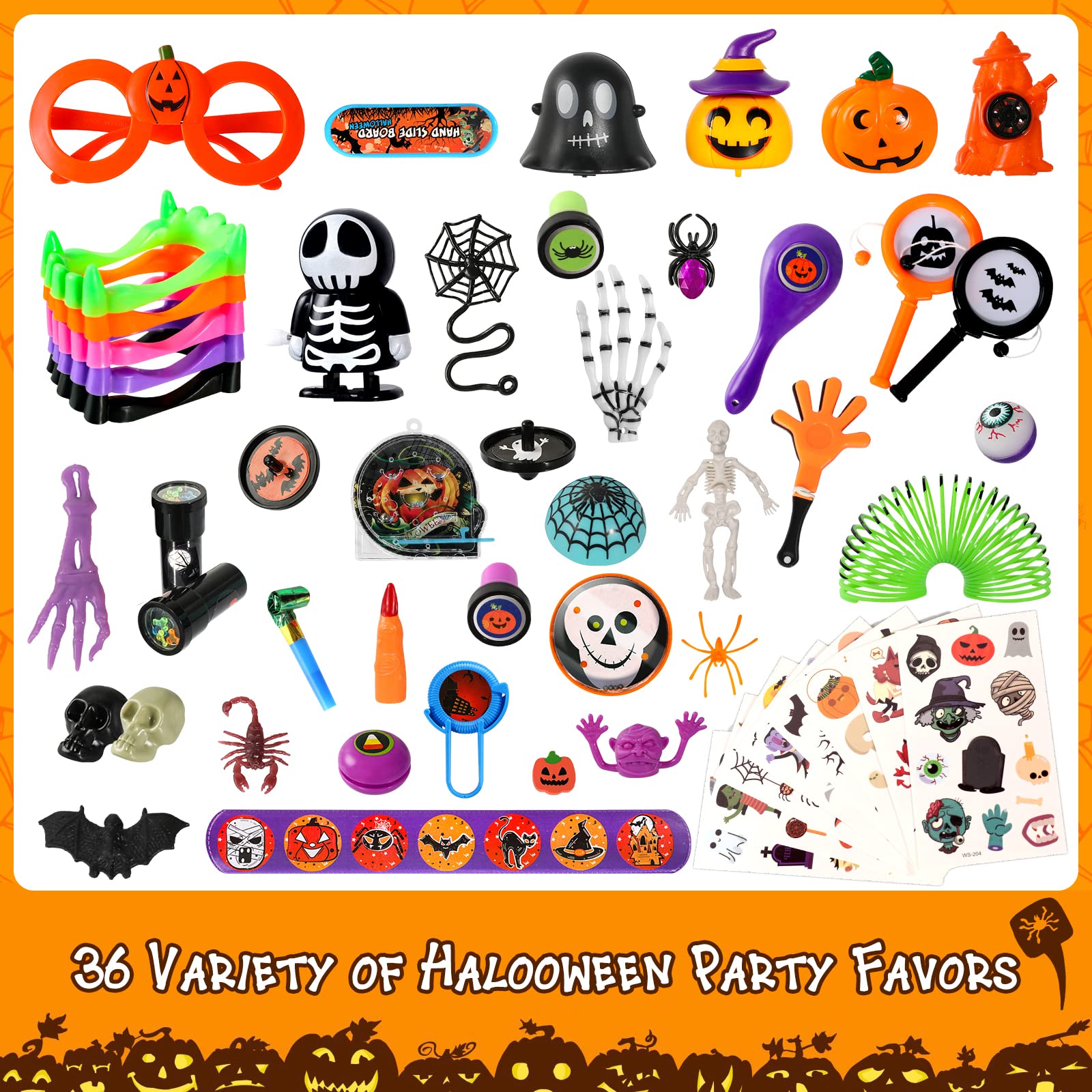 MGparty 200 Pcs Halloween Party Favors Bulk For Kids and Adult, Halloween Party Favors Prizes Box Toy Assortment, Carnival Game Prizes,Treasure Box Toys for Classroom,Birthday Gifts,Fidget Toys