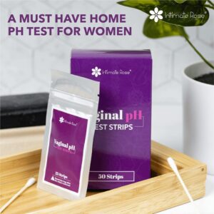 Vaginal pH Test Strips - Feminine pH Test for Women by Intimate Rose - Monitor Intimate Health - Accurate Acidity, Alkalinity Balance - 50 Strips and 50 Swabs