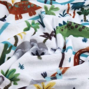 Shannon Minky Digital Cuddle Dino Land Kiwi, Fabric by The Yard