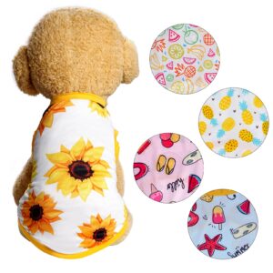 Dxhycc 5 Pieces Dog Shirts Pet Printed Puppy Clothes Soft Dog Sweatshirt Pullover Dog T Shirts Summer Puppy Clothes Dog Outfits for Small Medium Dogs and Cats Apparel (Small)