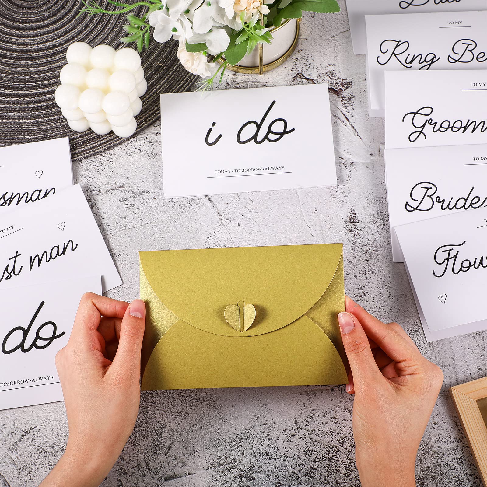 Spakon 26 Sets Wedding Party Thank You Cards Wedding Day Letters Gifts to My Bridesmaid on My Wedding Day with Golden Envelopes to Your Bridesmaid, Bridal, Mother, Father, Friends Gifts