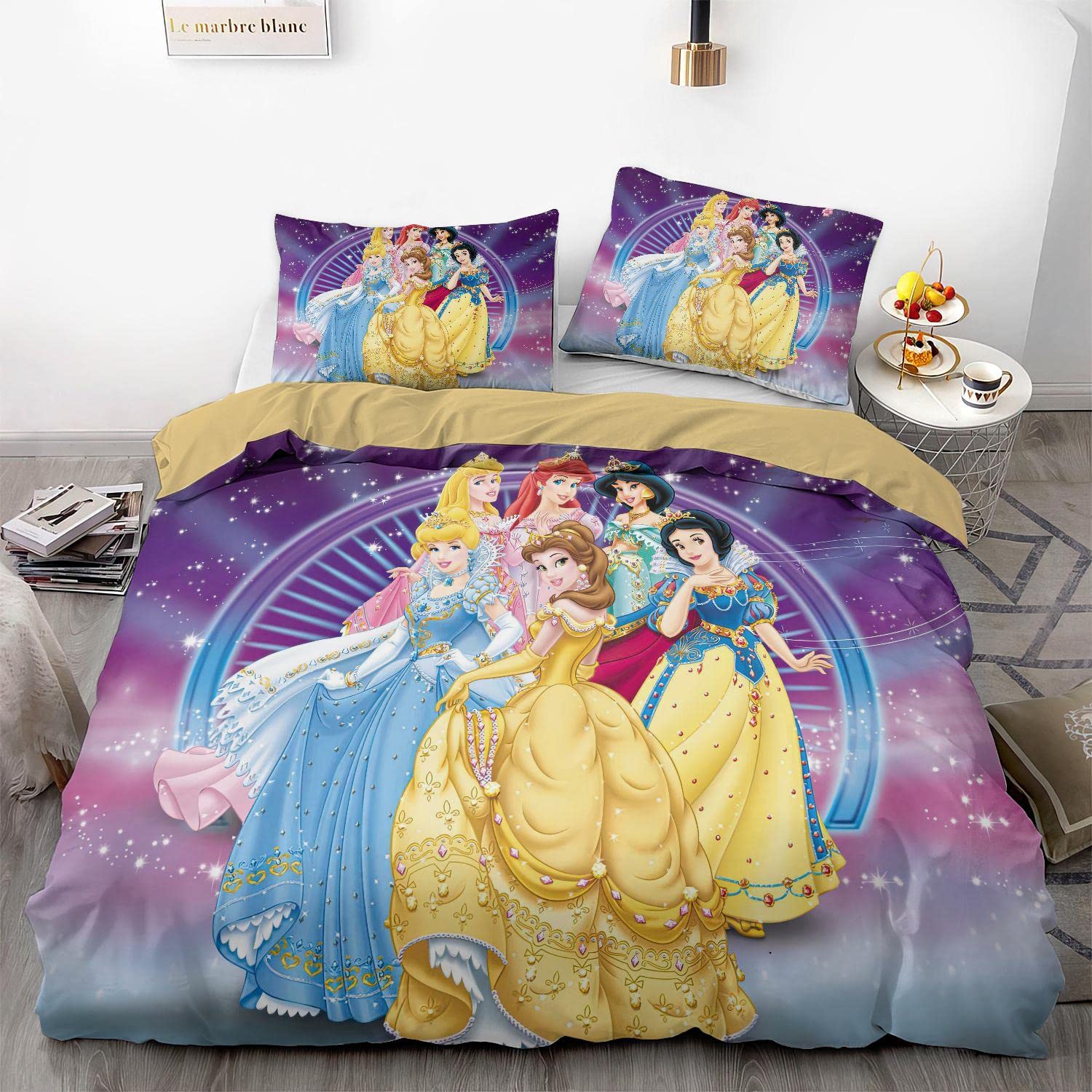 NICHIYOBI Dreamy Princess Themed Duvet Cover 3 Piece Bedding Set & Bedding Set, Perfect for Girls' Dreamy Bedrooms (styel 4,Full 79x90in + 20x30in)