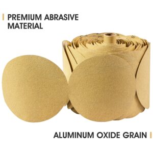 MIDO Professional Abrasive Premium 6 Inch PSA Sanding Discs 100 PCS Aluminum Oxide Sandpaper with Sticky Back 180 Grit Self Adhesive Sandpaper Roll for Orbital Sander