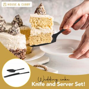 House & Cubby Wedding Cake Knife and Server Set - Black Cake Cutting Set for Wedding Serving and Cutting. Our Black Knife Set is the Perfect Wedding Cake Cutting Set and Wedding Registry Idea.