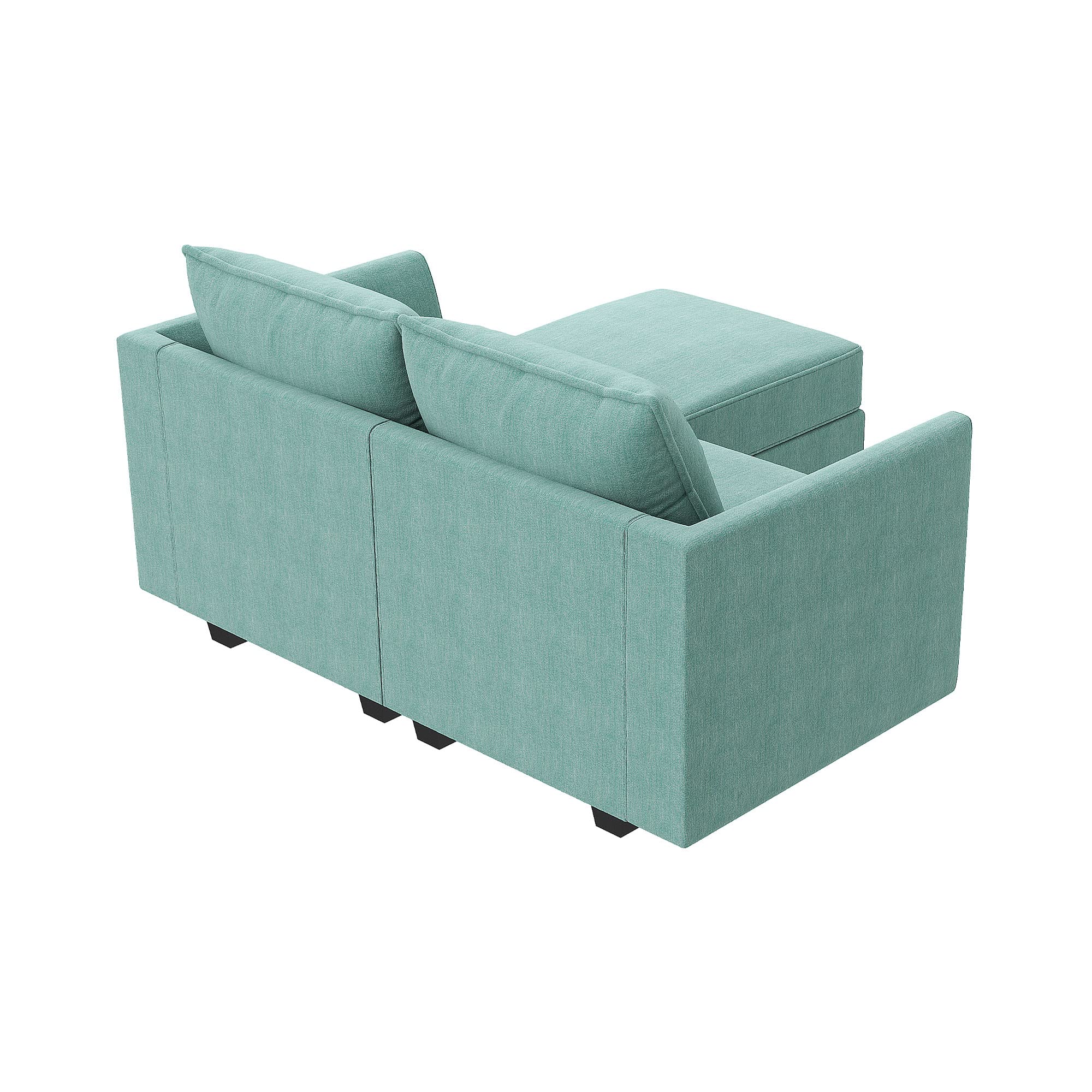 HONBAY Modular Sectional Sofa 2 Seater Couch with Chaise L Shaped Modular Sofa for Small Apartment, Aqua Blue