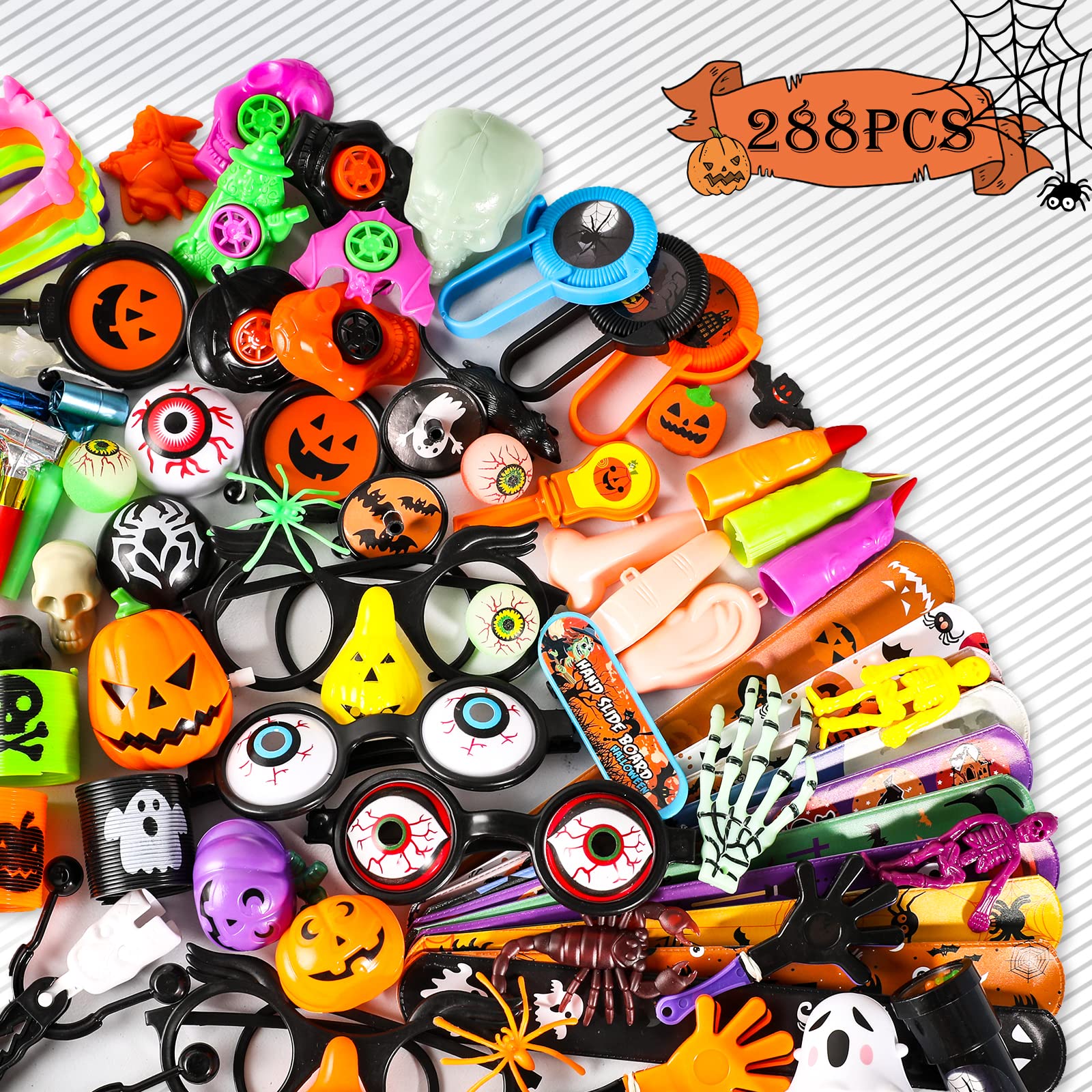 Thuodo 288 PCS Halloween Party Favors Toys Assortment for Kids, Kids Prizes in Bulk Trick-or-Treat Goodie Bag Fillers Pinata Filler School Classroom Rewards Halloween Toys