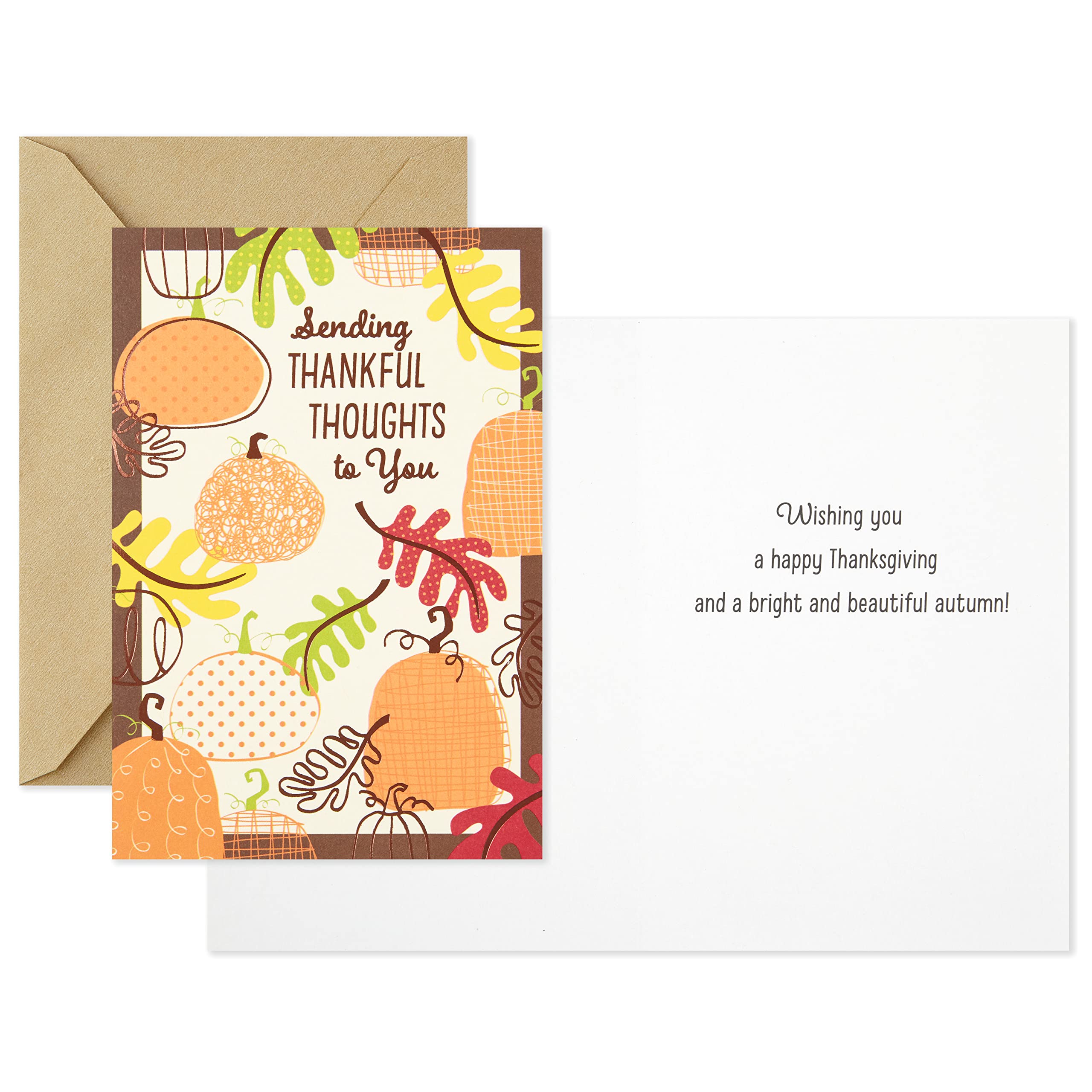 Hallmark Thanksgiving Cards Assortment, Sending Thankful Thoughts (6 Cards with Envelopes)