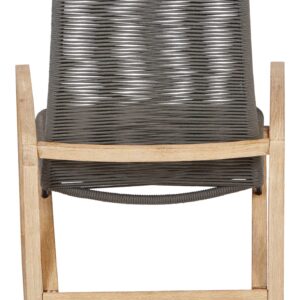 Creative Co-Op Indoor/Outdoor Teak Wood & Woven Rope Rocking Chair, Grey