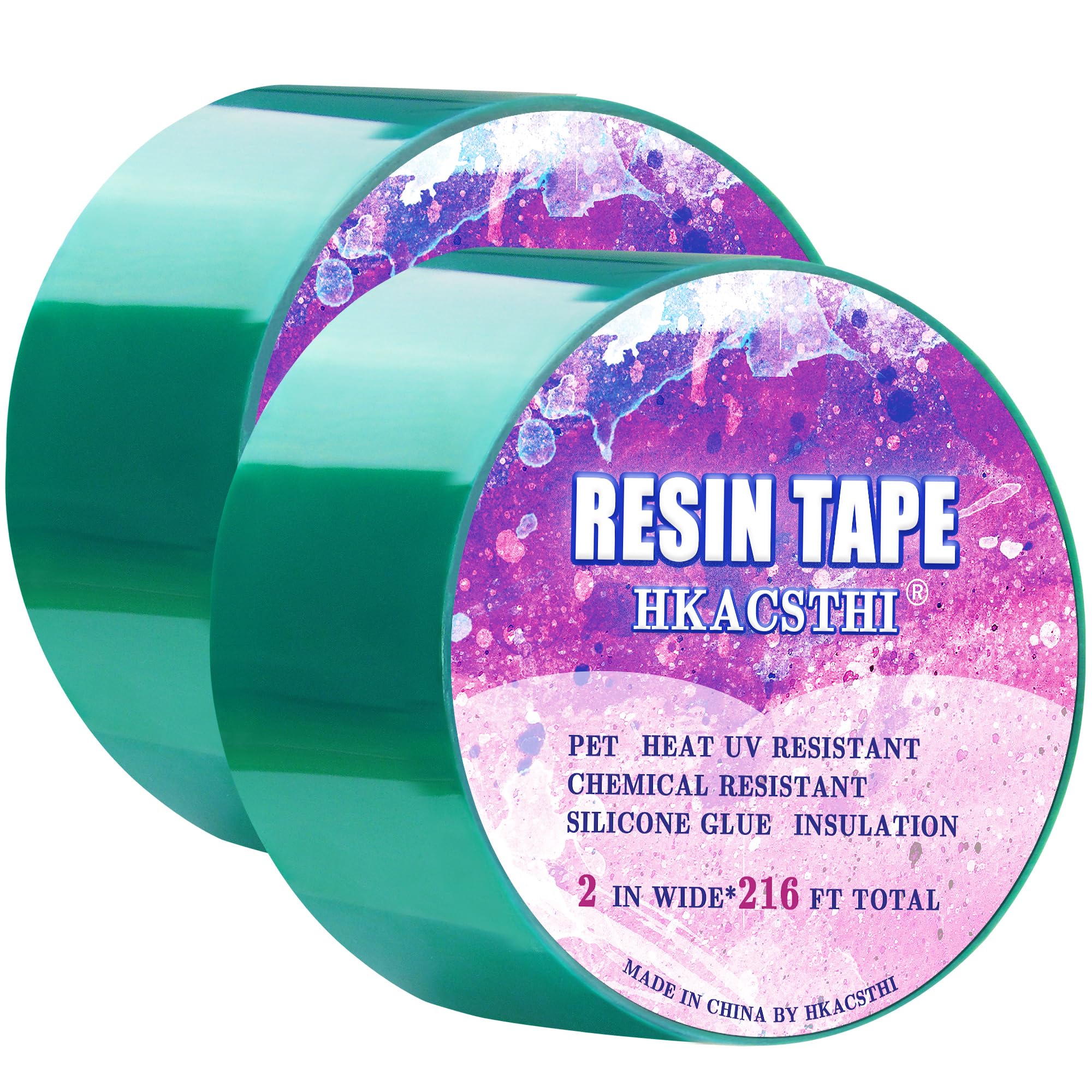 HKACSTHI 2 Rolls 216 Feet Resin Tape for Epoxy Resin Molding Silicone Epoxy Resin Tape UV Tape Epoxy Release Tape for Pouring Thermal Tape High Temperature Tape (2 inches)