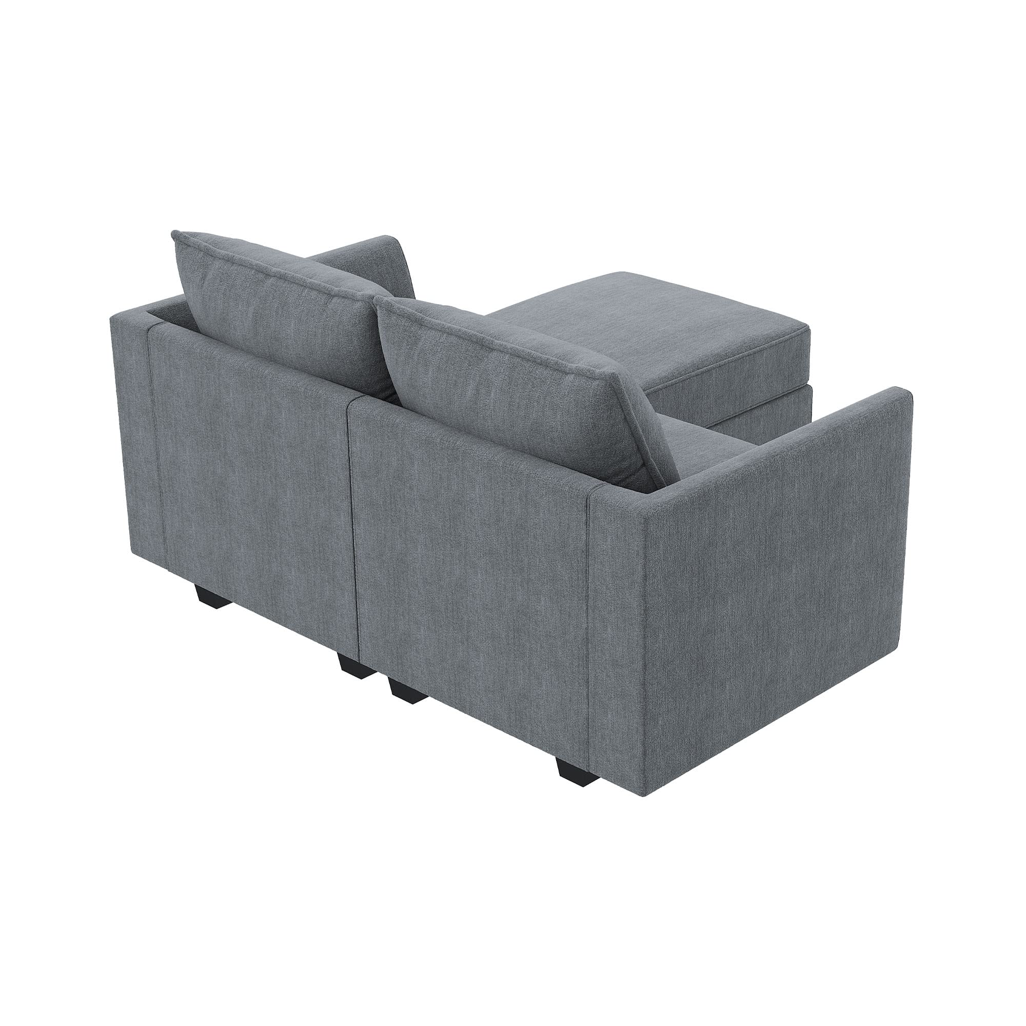 HONBAY Modern L Shaped Sectional Sofa for Small Space Fabric Modular Sofa with Chaise Loveseat Sofa with Ottoman and Storage Seat, Bluish Grey